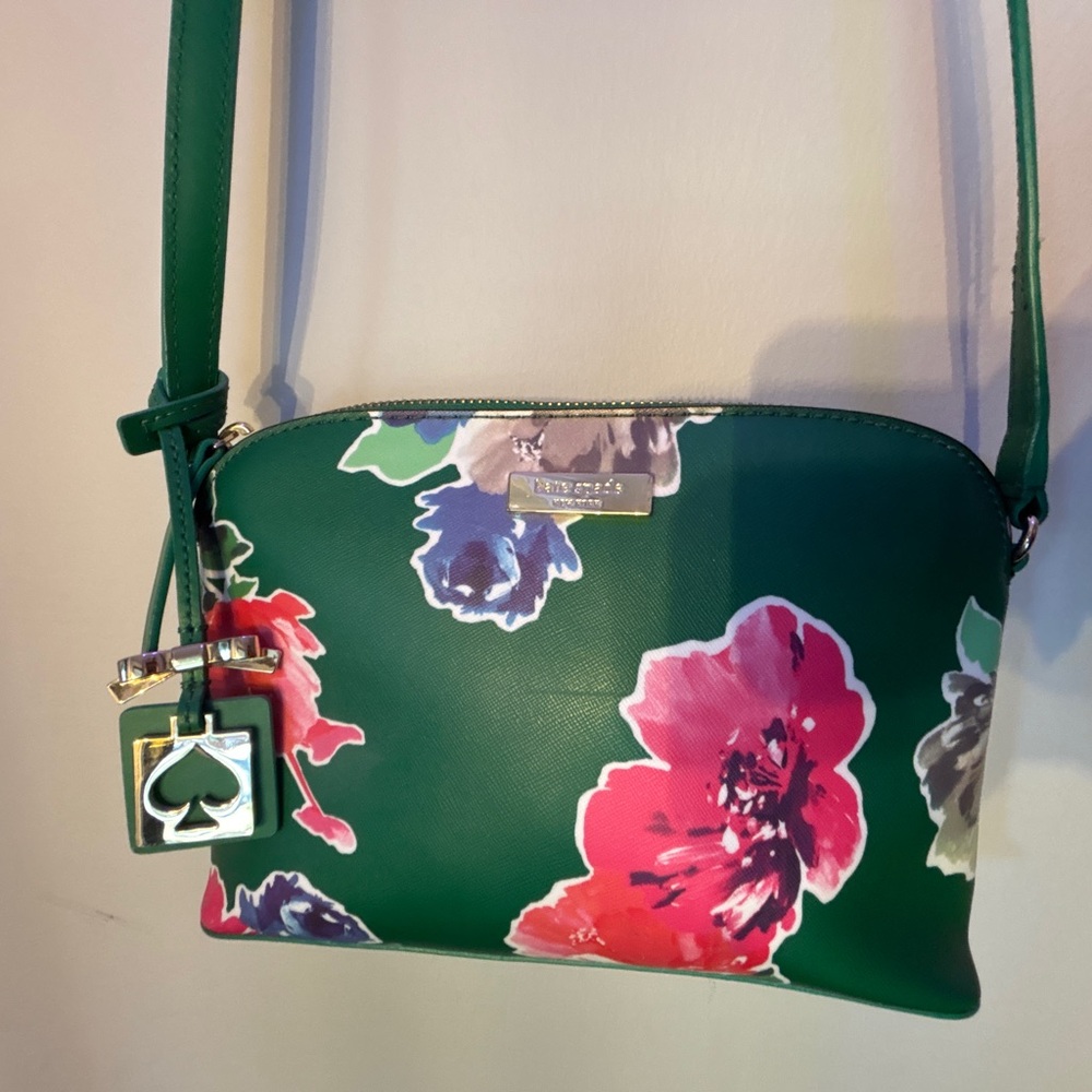 Kate spade floral green vintage crossbody purse